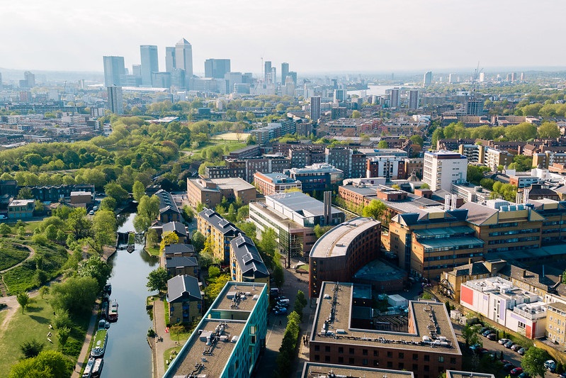 Ariel shot of Mile End campus