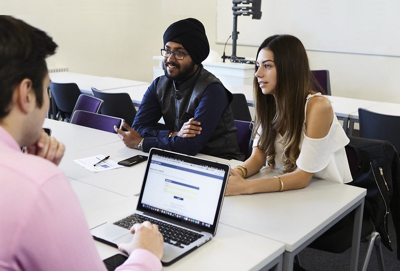 Students working together at a table