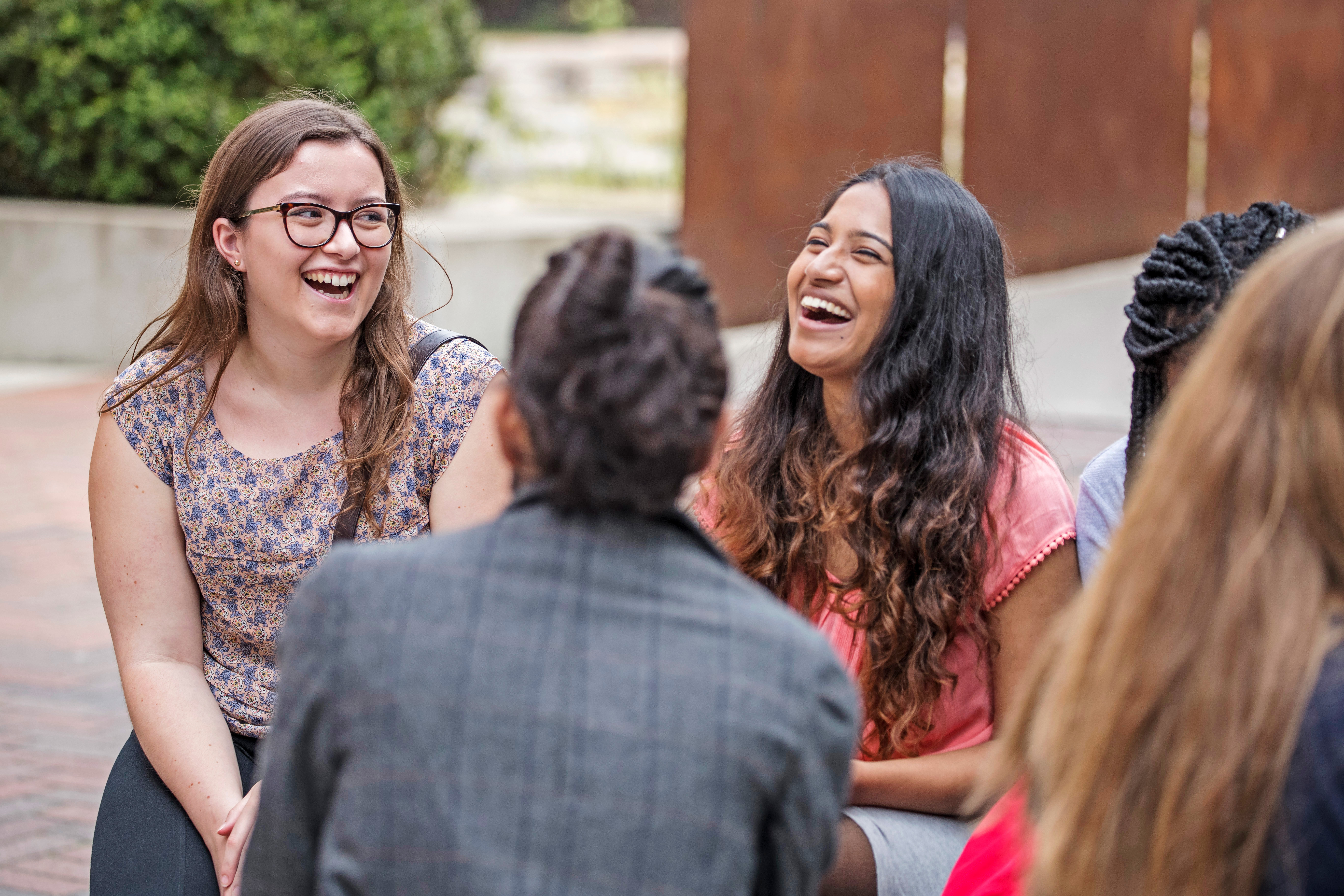 Students laughing on campus