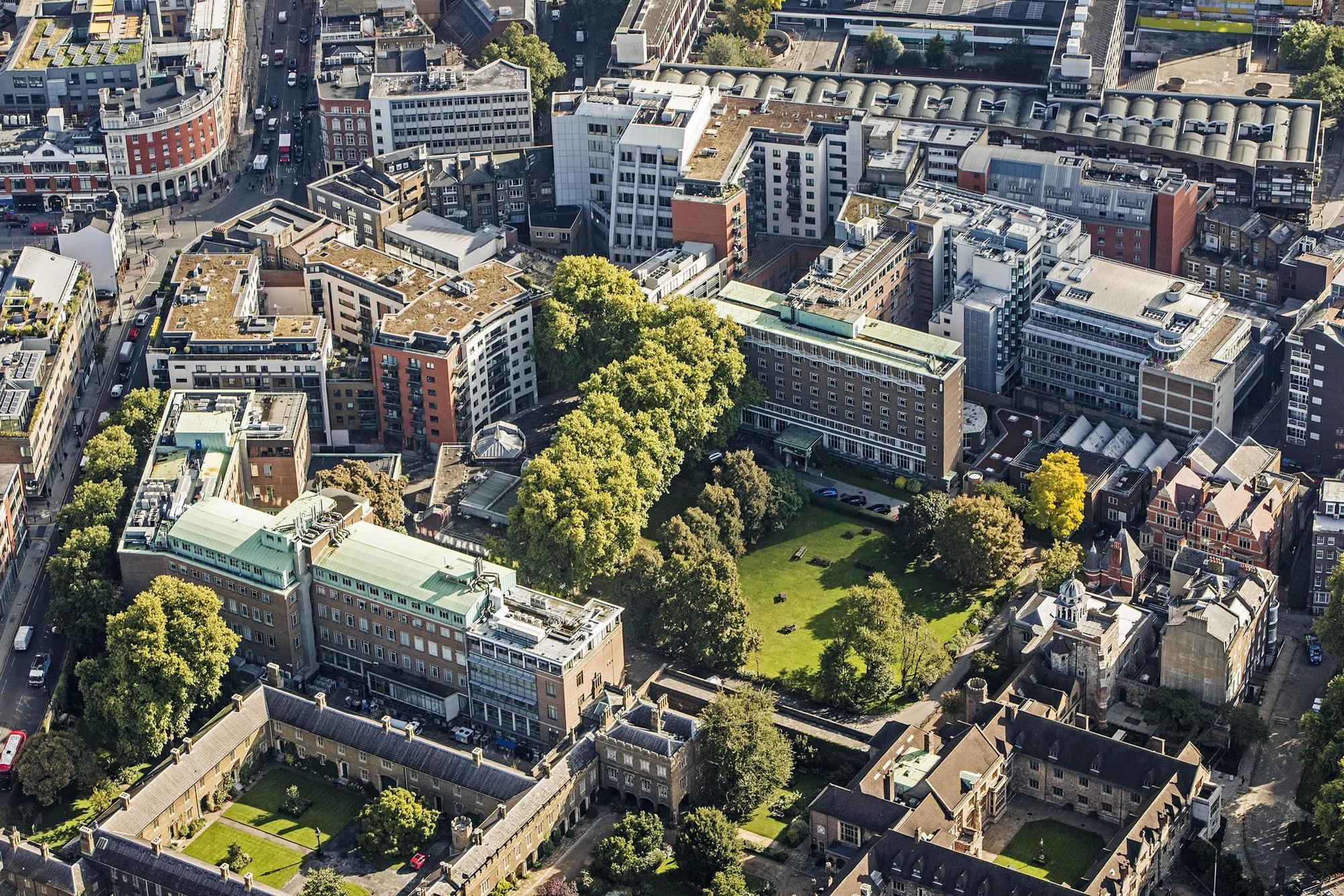 An aerial shot of Charter House Square